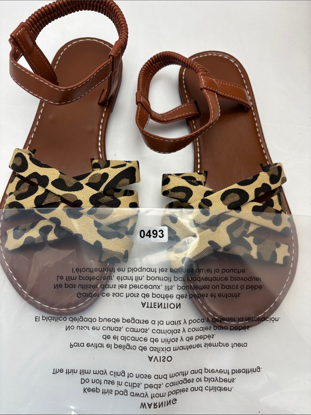 Fashion Women’s 5.5-6/36 Leopard Print Strappy Flat Sandals in Brown#494 - Picture 12 of 14